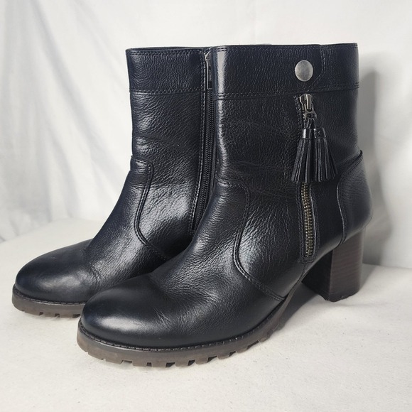 Johnston & Murphy Shoes - Johnston & Murphy Black Leather Tassel Ankle Boots Lug Sole 8.5M 78-52611